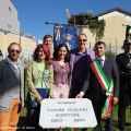 Giovanni Maria Ferraris con i progettisti del giardino Gianni Rodari