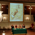 Un momento della conferenza stampa nella sala del Senato, a Palazzo Madama