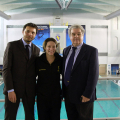 Maria Elisabetta Marconi con Stefano Gallo, Assessore allo Sport della Città di Torino e Marco Benati, Consigliere Nazionale della Federazione Italiana Nuoto
