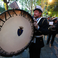 La banda del corpo di Polizia Municipale in testa al corteo