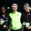 Il podio del salto in alto femminile, da sinistra Lowe Chaunte, la vincitrice Friedrich Ariane e Radzivil Svetlana
