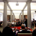 Un momento della consegna ufficiale in Sala delle Colonne