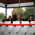 Un momento della conferenza stampa al Gazebo Sambuy