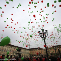 Piazza San Carlo si tinge di verde-bianco-rosso
