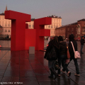 Il logo del TFF in piazza Castello