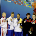 Il podio del trampolino 3m sincronizzato femminile