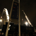 Le fasi di posa della locomotive nella notte fra venerdì e sabato