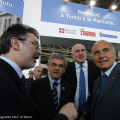 Un momento dell\'inaugurazione all\'Oval con Leo, Chiamparino, Crosetto e Ghigo