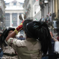 Il corteo dei bersaglieri in via Garibaldi