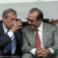 Piero Fassino e Maurizio Braccialarghe sulle tribune dello stadio Primo Nebiolo