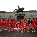 Gli atleti piemontesi in posa con Ezio Ferro e Stefano Gallo