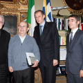 L\'Arcivescovo Nosiglia, Ernesto Olivero, il Sindaco Fassino e Giovanni Maria Ferraris, Presidente del Consiglio Comunale