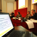 Un momento della conferenza stampa di fine anno