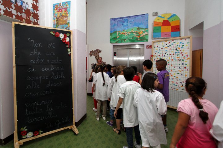 Gli alunni della scuola elementare Gabelli