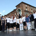 Gli atleti premiati sul palco di piazza Castello