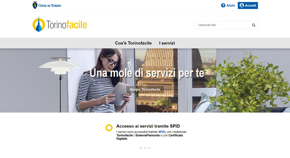 La homepage del nuovo portale TorinoFacile