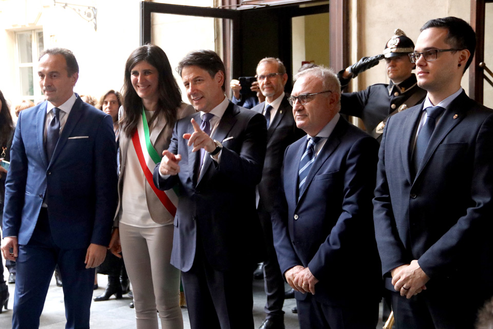 Il premier Giuseppe Conte a Palazzo Civico