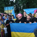 I Kalush Orchestra al flash mob per l'Ucraina