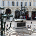 Vista sul Caval d' Brons  in piazza San Carlo