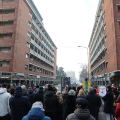 Cerimonia di scoprimento della targa commemorativa nel luogo del crollo della gru di via Genova