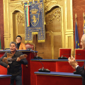 Un momento della  cerimonia collettiva per l’acquisto della cittadinanza italiana che si è svolta in Sala Rossa