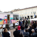 L'inagurazione del Bibliobus in piazza San Carlo