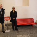 Museo Egizio: Inaugurazione della panchina rossa con l'Assessore Jacopo Rosatelli e Evelina Christillin