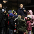 Il Sindaco Stefano Lo Russo, l'Assessora alla Cultura Rosanna Purchia e Alberto Re, presidente della Circoscrizione 4 accendono le luci in  piazza Risorgimento