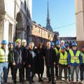 Un momento della visita al cantiere della Cavallerizza Reale