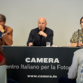 Un momento della conferenza stampa con Emanuele Chieli, presidente,  Walter Guadagnini direttore e Monica Poggi, curatrice
