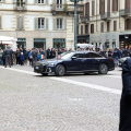 Il corteo presidenziale arriva in piazza Carignano