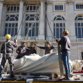 Torino, giovedì 22 ottobre 2026 Palazzo Madama Le copie delle quattro statue del Buon Governo posizionate in cima alla facciata ph. Gianluca Platania